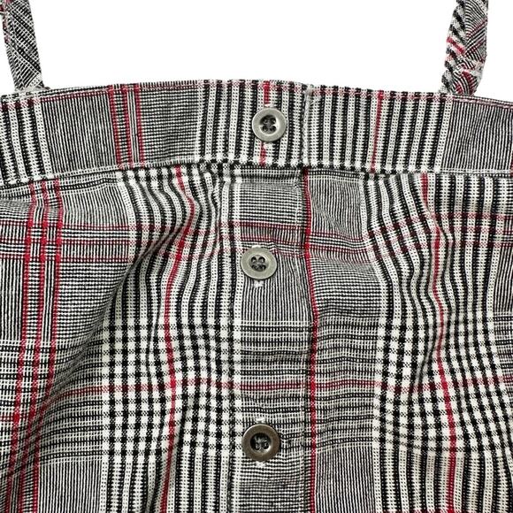 Hollister square neck button front plaid crop top ruched goth punk women’s small - Picture 6 of 13